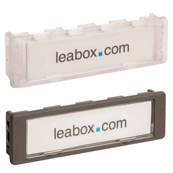 Leabox Kunststoff Namensschild 75x22mm - Farben: transparent oder grau