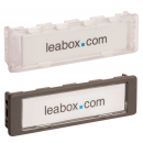 Leabox Namensschild 75x22, Kunststoff, Rand transparent oder grau