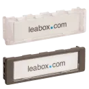 Leabox Namensschild 75x22, Kunststoff, Rand transparent oder grau